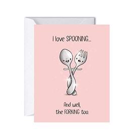 Funny Anniversary Card Birthday for Her Him/Husband Boyfriend/Girlfriend Wife/Sarcastic Greeting Card (I Love Spooning)
