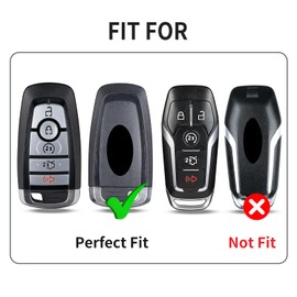 T-carbon Key Fob Cover Fits Ford Mustang Explorer 2025;Glass Fiber Key Shell Case with Keychain Fits Ford F150 F250 F350 F450 Maverick Edge Escape 5 Buttons Smart Remote Key Protector Accessories