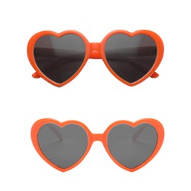 WDZAYXC Polarised Oversized Heart Retro Sunglasses Cute Glasses UV400 Protection, orange/grey
