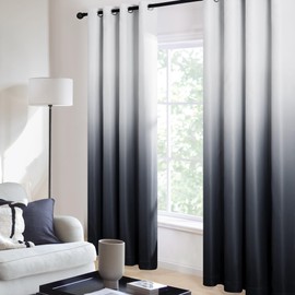 Deconovo Black Curtains for Living Room Thermal Insulated Eyelet Blackout Curtains for Boys Bedroom 52 x 63 Inch Black and White 2 Panels