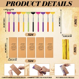 Purpeak 24 Set Employee Appreciation Gifts Bulk Extendable Back Scratchers with Encouraging Bookmark Cards Voluntee Teacher Employee Staff Relieve Stress Thank You Gift Inspirational Adult Prizes