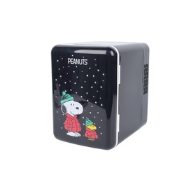 Orbit Innovations Peanuts - Mini Fridge, Small Cooler for Drinks & Snacks, or Skincare Refrigerator - Christmas Gifts (6 Cans, Snoopy Puffer)