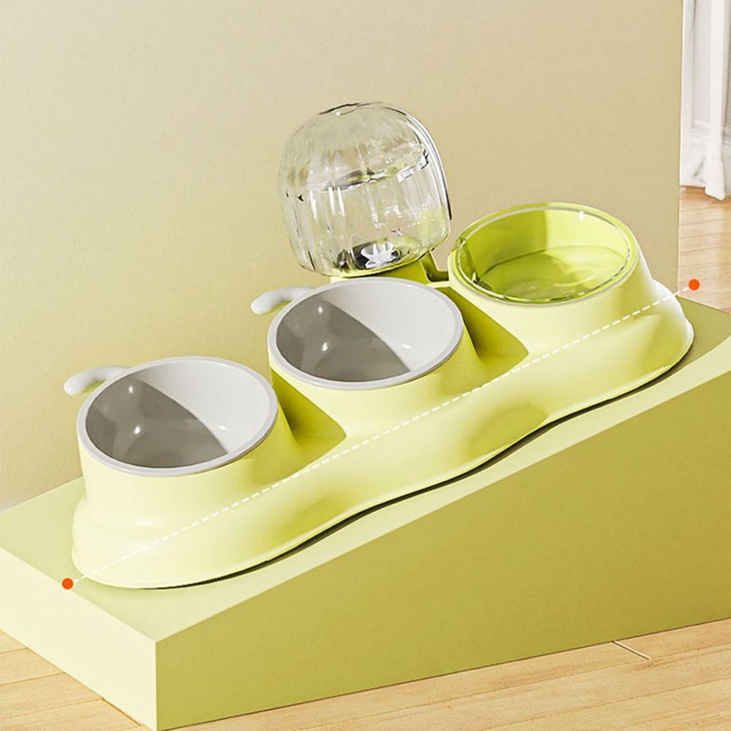 Pet Water Food Bowls 3 in 1 Prevent Slip Tilted