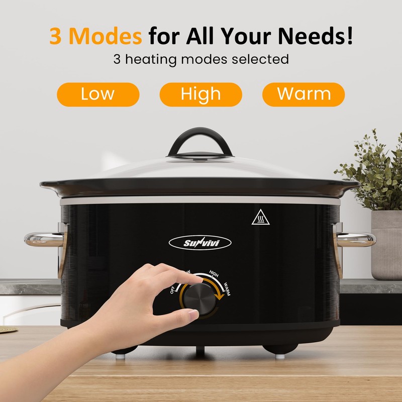 Sunvivi 4QT Slow Cooker & Mini Food Warmer with 3