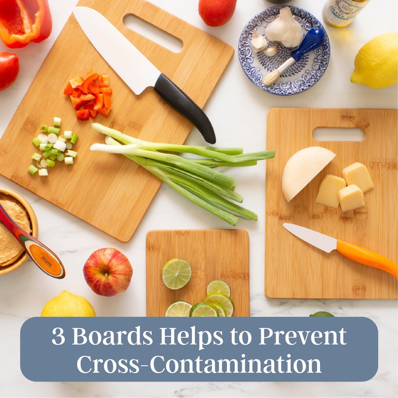 Totally Bamboo 3-Piece Bamboo Cutting Board Set – Reversible Kitchen