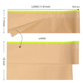 12Inchx50Feet Pre-Taped Masking Paper Roll - Heavy Painters Paper with Adhesive, Tear-Resistant for Auto Body, Wall Painting, Floor Protection, Furniture&DIY Projects(1 Roll) (6, 12inch*50feet)