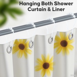 Shower Curtain Hooks Rings, Rustproof Metal Shower Curtain Rings for Bathroom Shower Rods Curtains - Set of 12 SCR-White