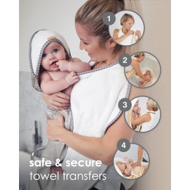 Cuddledry Hands Free Baby Bath Towel | Luxuriously Soft Bamboo & Cotton Hooded Baby Towel | Apron Towel for Safe Babies Bathtime | Perfect Newborn Gift | Grey
