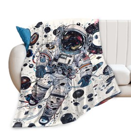 Astronaut Blanket Space Astronaut Decor Throw Blanket Gifts for Girls Boys Star Lover Winter Couch Bedding Super Warm Soft Plush Lightweight Fleece Flannel Blanket for Kids Adults Men Women 50"X40"