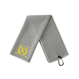 CybGene Golf Towels, Monogrammed Golf Accessory for Golf Bags, Golf Gifts for Men and Women on National Golf Day, Retirement, Birthday, Christmas, 16”x 24” Microfiber Golf Towel, Grey - Initial R