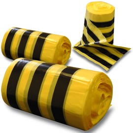 RE-GEN Biohazard Clinical Waste Disposal Tiger Stripe Sacks Bags (2 Rolls, 100 Individual Bags) Size 43x66cm, 20Litre