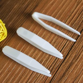 50 Pcs White Mini Plastic Tweezers Contact Lens Clip Beauty Tweezers Makeup Tool Hair Removal Tweezers for Double Eyelid Stickers