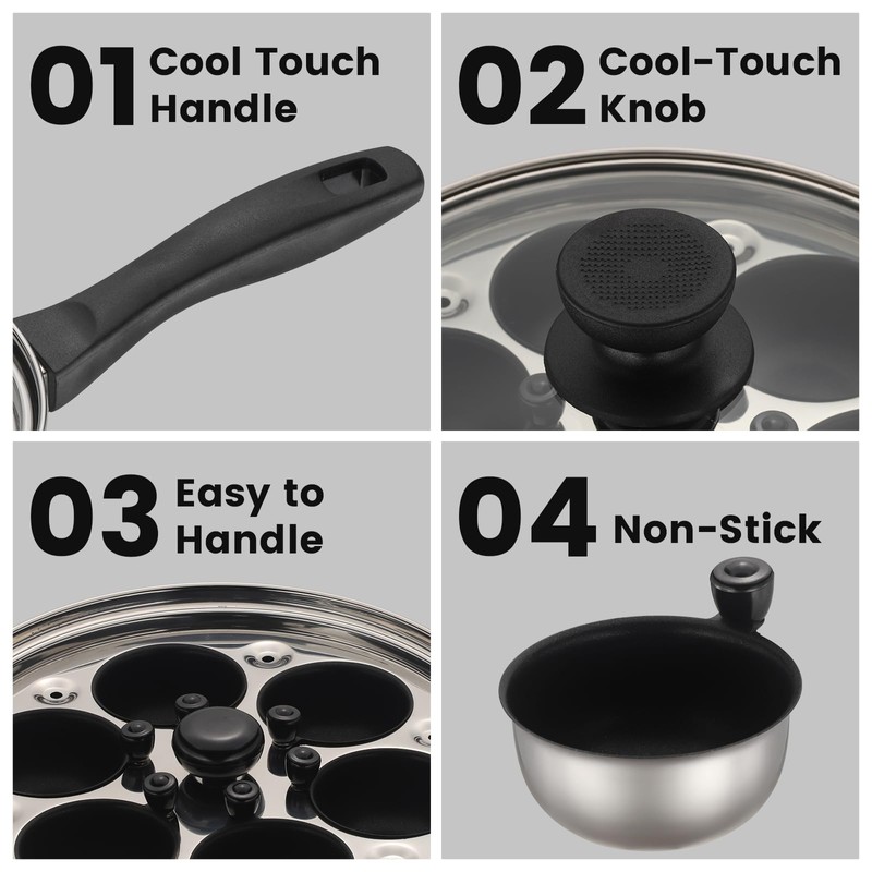 MARSKITOP Egg Poacher, Poached Eggs Cooker, Stainless Steel Egg Poaching