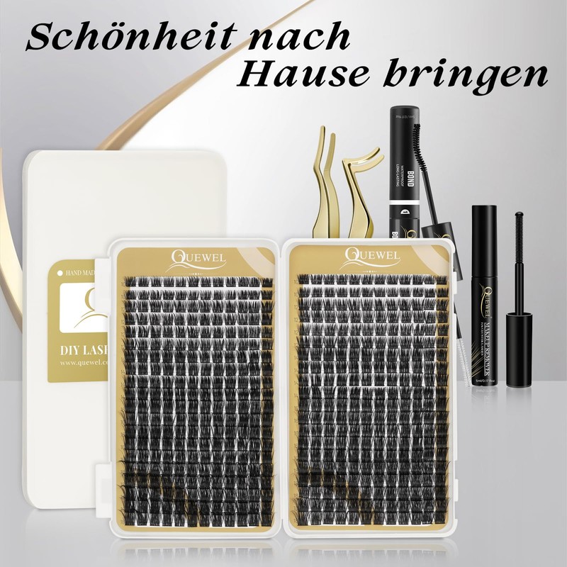 Cluster Eyelashes, QUEWEL Individual Eyelashes, 480 Pieces, DIY Eyelash Extensions,