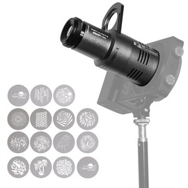 DF DIGITALFOTO GOBO Optical Snoot, Flash Projector Attachment, 14 Gobos, Spotlight Snoot Photography Video Artist Modelling Shape Light Studio with Optical Lens Various Gobos Photography Accessories