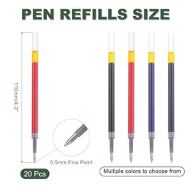 PATIKIL Gel Pen Refills 0.5mm Fine Point, 20 Pack Smooth Red Gel Ink Pen Replace Refills for Retractable Click Pen, Office Study Classroom Supplies, 4.3"