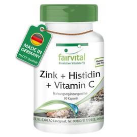 Zinc + Histidine + Vitamin C, High Dose, for 3 Months, Vegan, 90 Capsules