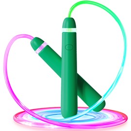 LED Light Up Skipping Rope Kids, Adjustable Glowing Skipping Ropes for Kids, Colorful Luminous Jump Rope for Boy Girls Adult Fitness and Workout (Black)