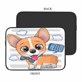 Nicokee Laptop Sleeve Bag 15 15.4 15.6 Inch,Cute Cartoon Dog Corgi Protective Polyester Computer Cases Laptop Cover Briefcase Bag Tablet Travel Cover
