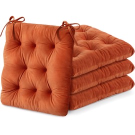 Nuanchu Memory Foam Chair Cushions Set of 4, Thick Indoor Seat Cushions for Dining Chairs Tufted Seat Pads for Kitchen, Dining Room, Office,(Orange,16.5"x16.5"x4")