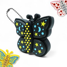 Butterfly Fidget Clickers for Sensory Stimulation and Focus, 5 Clickable Wings and Body, Crisp Tactile Feedback, Stress Management Device, Durable and Portable (Starlight Shadow)