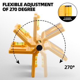QualiapeX QualiapeX Magnetic Post Level, 270 Adjustable Folding Post Level with 3 Vials, Elastic Loop for Hands-free Work