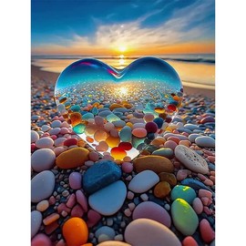 Diamond Painting for Adults and Children, 5D Diamond Painting Pictures Landscape Set, DIY Diamond Crystal Arts Craft Cross Embroidery Painting Kits Home Wall Decor (Beach 30 x 40 cm)