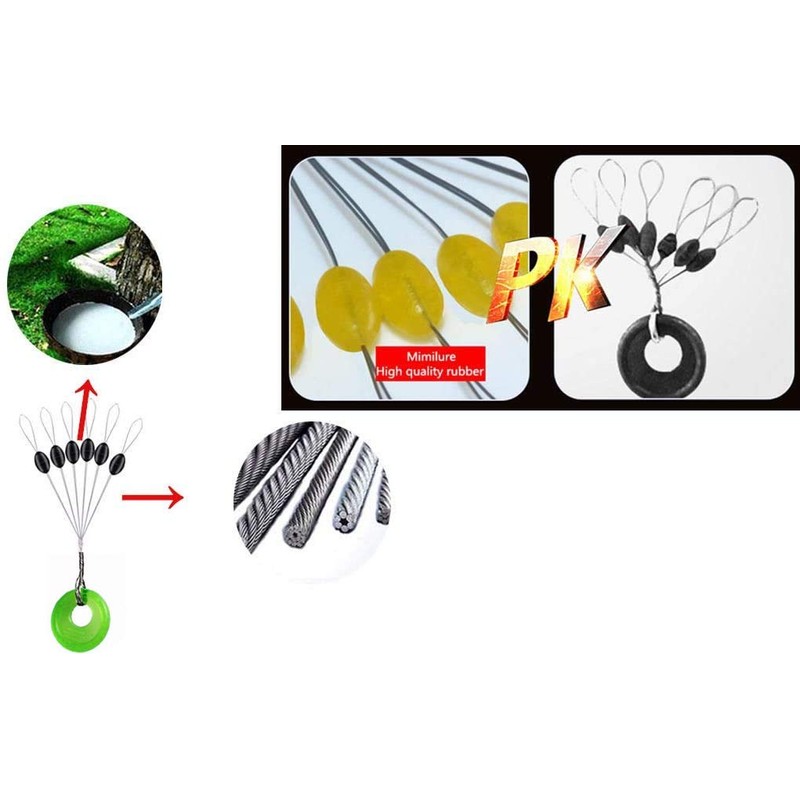 Mimilure 150/600 Pcs Rubber Fishing Bobber Stopper,6 in 1 Float