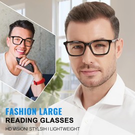 MARE AZZURO Oversized Reading Glasses 1.50 For Men Large Head Big Black Readers 1.0 1.5 2.0 2.5 3.0 3.5 4.0 5.0 6.0