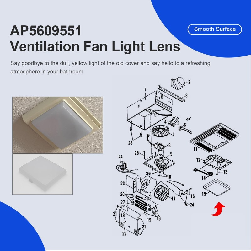 Laofudech AP5609551 Bathroom Vent Light Lens Cover Compatible with Nutone