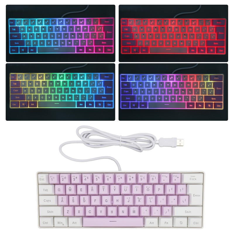 Gaming Keyboard USB 61 Keys Ergonomic Contrast Color 6 RGB