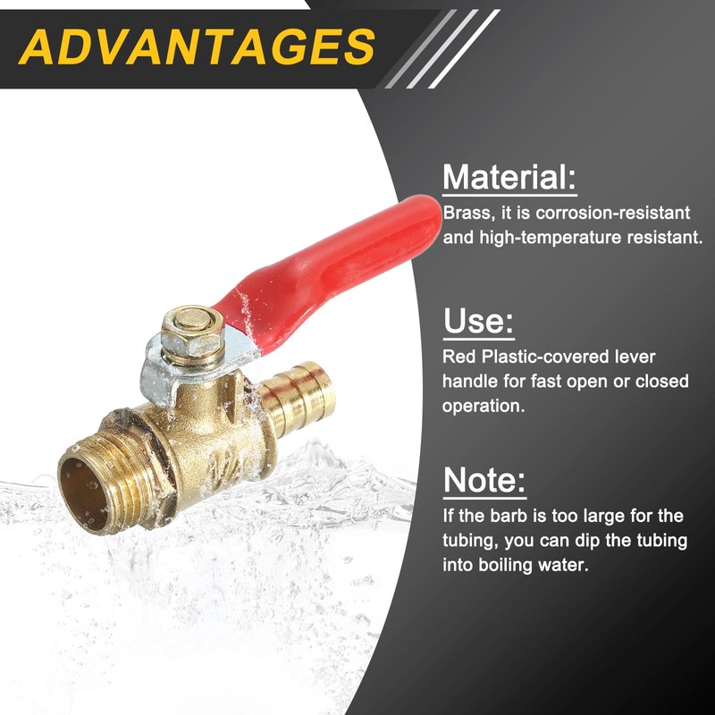 sourcing map 4Pcs Brass Water Mini Ball Valve Shut Off