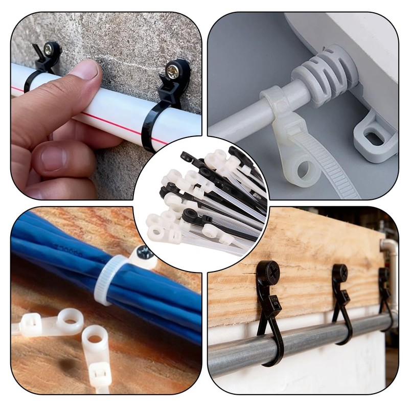 Heavy Duty Black Zip Ties with Screw Hole 12 inch