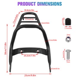 Motorcycle Luggage Rack Replacement for Honda Monkey 125 Z125 2018-2025 Rear Rack Tail Luggage Rack Cargo Carrier (Black)