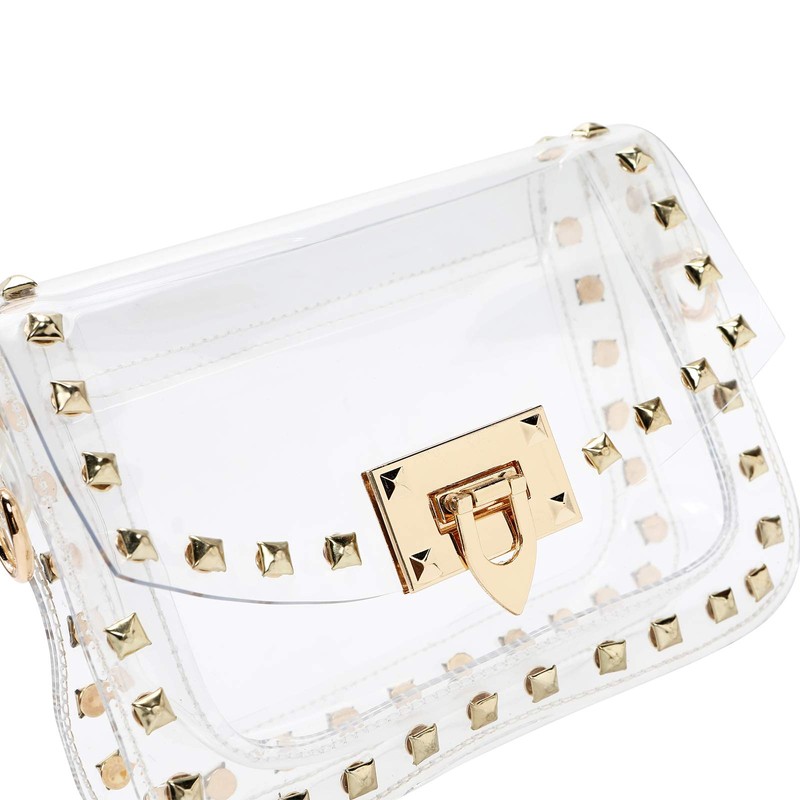 Clear Crossbody Purse Bag for Women Stadium Approved with Studded