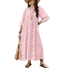 Ekouaer Maxi Dresses for Women 2025 Floral 3/4 Sleeves Plus Size Moo Moos 3XL