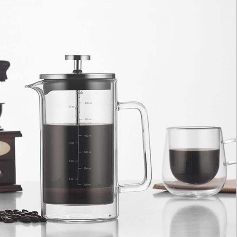 Double Walled French Coffee Maker Heat Resistant Borosilicate Glass Coffee