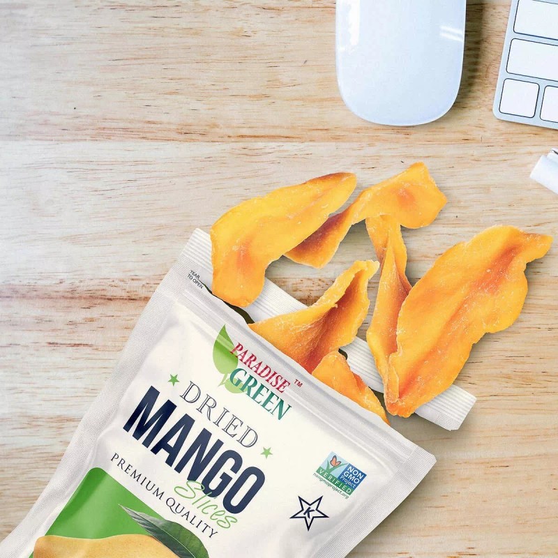 Paradise Green Premium Dried Mango Slices, 8 Bags x 3.5