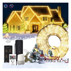 Rope Lights Outdoor Warm White, Compatible with Alexa Google Home,with 8 Modes, Waterproof Led Rope Lights for Bedroom Outside Garden Camping Christmas Decor (88FT)