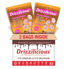 Drizzilicious Mini Rice Cakes Very Berry - Rice Crisps, Healthy Snack for Adults and Kids, Flavored Rice Cakes, Vegan, Gluten Free, Allergen Free, Only 90 Calories Per Serving - 4 oz (Pack of 2)
