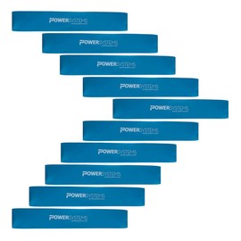 Power Systems 12 Inch Versa Loops Heavy Fitness Workout Athletic Training Resistance Bands, Light Blue (10 Pack)