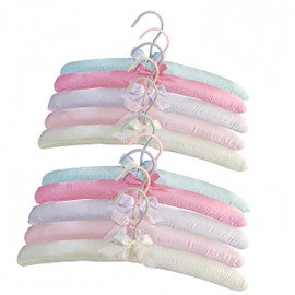 Padded Hangers for Women Clothing,Padded Satin Hangers for Hanging Delicate Fabrics,Wedding Dress,Sweaters and Coats,Cute Puffy Hanger for Closet (10, Multicolor)