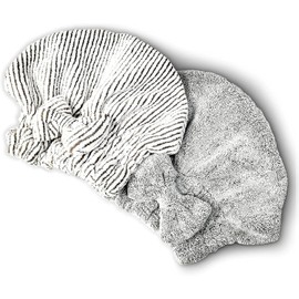 Microfiber Hair Towel Cap,Soft Absorbent Quick Drying Cap for Curly Thick Hair, Wrap Cap for Women Girls-2 Pack