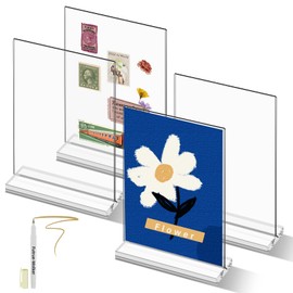 futrue-wolker Stand A5, 4 Pieces Acrylic Table Stand, A5 Flyer Stand, Price Tags, Brochure Stand, Table Stand for Brochures, Menu Card, Advertising
