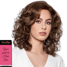 Poppy 3/4 Cap Wig Color Vanilla Lush - Wig Pro 14" Overall Length with Jaw Comb on Top Synthetic Curls Volume Hairpiece Fall Bundle MaxWigs Hairloss Booklet