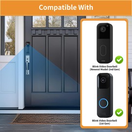 No Drill Blink Doorbell Mount for All-new Blink Video Doorbell Camera(2nd Gen), Not Block Doorbell Sensor, Camera Door Adhesive Mounting Bracket Cover for Blink Doorbell Security System