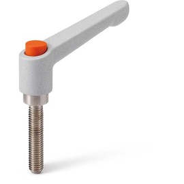 NBK Mechanical Element Parts Clamp Lever (Male Thread) with Operation Button LDMS-6-40-SG-COR (Silver)