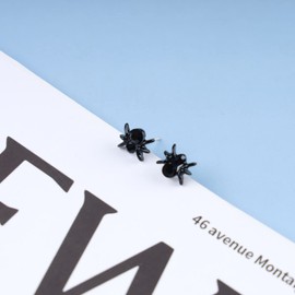 Allereya Vintage Black Spider Earrings Punk Spider Stud Earrings Black Onyx Spider Minimal Earrings Animal Scary Stud Earrings Jewellery for Women and Girls
