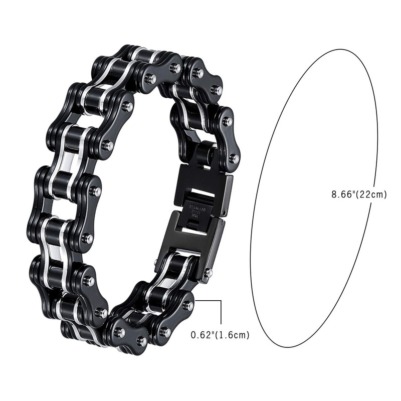 Cupimatch Men's Biker Motorcycle Chain Bracelet Stainless Steel 13 mm