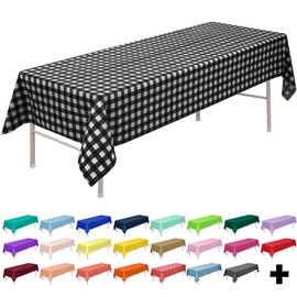 PARTY ULYJA Black & White Gingham Checkered Tablecloths Plastic 3-Pack Premium 54 Inches x 108 Inches Disposable Table Covers Decorative Table Cloths for Rectangle Tables